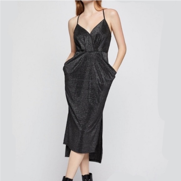 NWT | BCBGenaration|  Midi Metalic Black Dress | Small - Picture 3 of 14